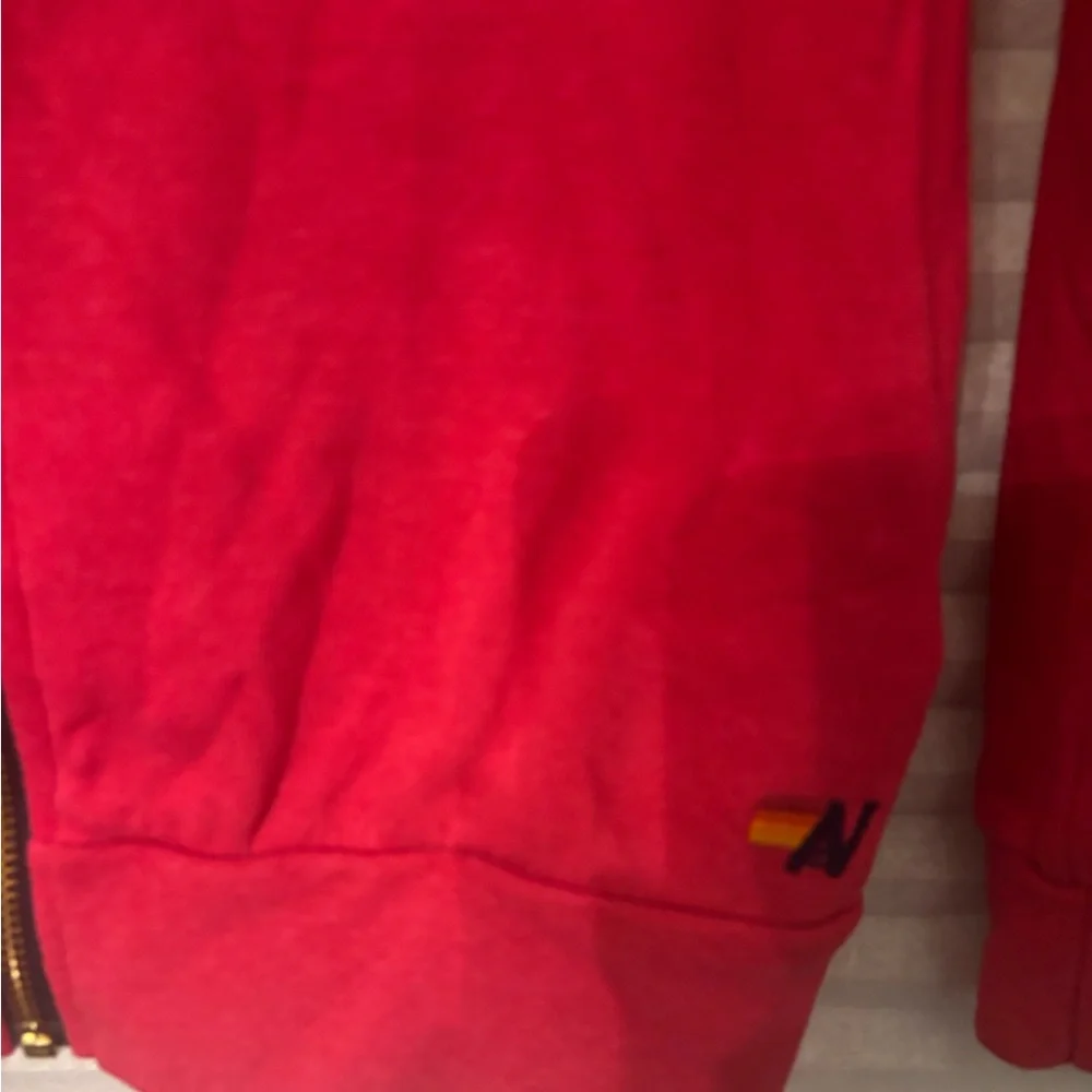 Aviator Nation Kids Hoodie in Vibrant Red with Yellow Lightning Bolt size 14 - Picture 5 of 6